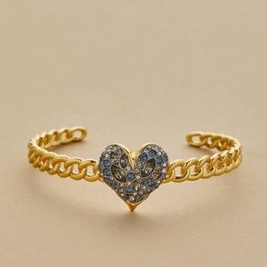 ALEXIS BITTAR • Solanales Midnight Blue Crystal Heart Gold Chain Cuff Bracelet